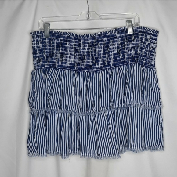 COPY - EUC Aerie Smocked Blue & White Striped Tiered Skirt XL - Picture 2 of 8